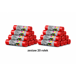 ZESTAW WORKÓW 35L  Z GRUBEJ FOLII 1000 sztuk worków (Czerwony)