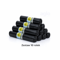 ZESTAW 10 ROL. WORKÓW 120L SUPER GRUBYCH 250 szt worków (Czarny)