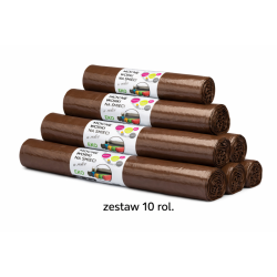 ZESTAW 10 ROL WORKÓW 120L Z GRUBEJ FOLII BARDZO MOCNE (Brązowy)