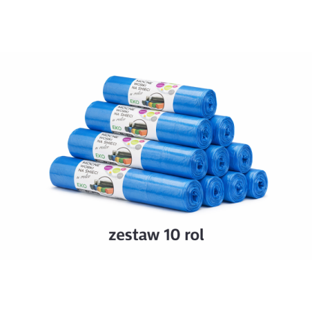 ZESTAW 10 ROL WORKÓW 120L Z GRUBEJ FOLII BARDZO MOCNE (Niebieski)