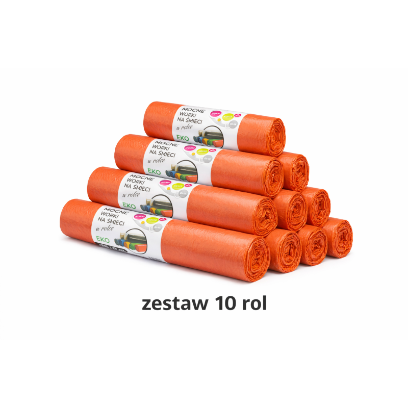 ZESTAW 10 ROL WORKÓW 120L Z GRUBEJ FOLII BARDZO MOCNE (Czerwony)