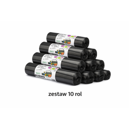 ZESTAW 10 ROL WORKÓW 120L Z GRUBEJ FOLII BARDZO MOCNE (Czarny)