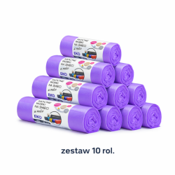 ZESTAW 10 ROL WORKÓW 120L Z GRUBEJ FOLII BARDZO MOCNE (Fioletowy)