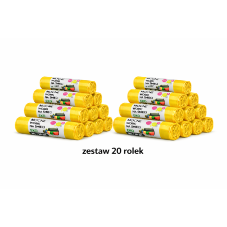 ZESTAW WORKÓW 35L  Z GRUBEJ FOLII 1000 sztuk worków (Żółty)