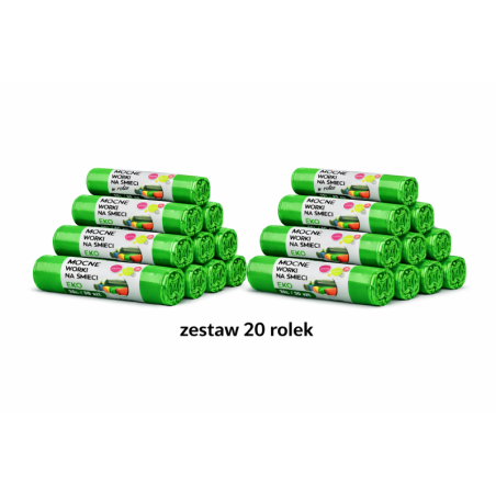 ZESTAW WORKÓW 35L  Z GRUBEJ FOLII 1000 sztuk worków (Zielony)