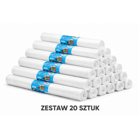 ZESTAW 20 ROLEK WORKÓW 160L MOCNYCH I WYTRZYMAŁYCH 200sztuk (Przeźroczysty)