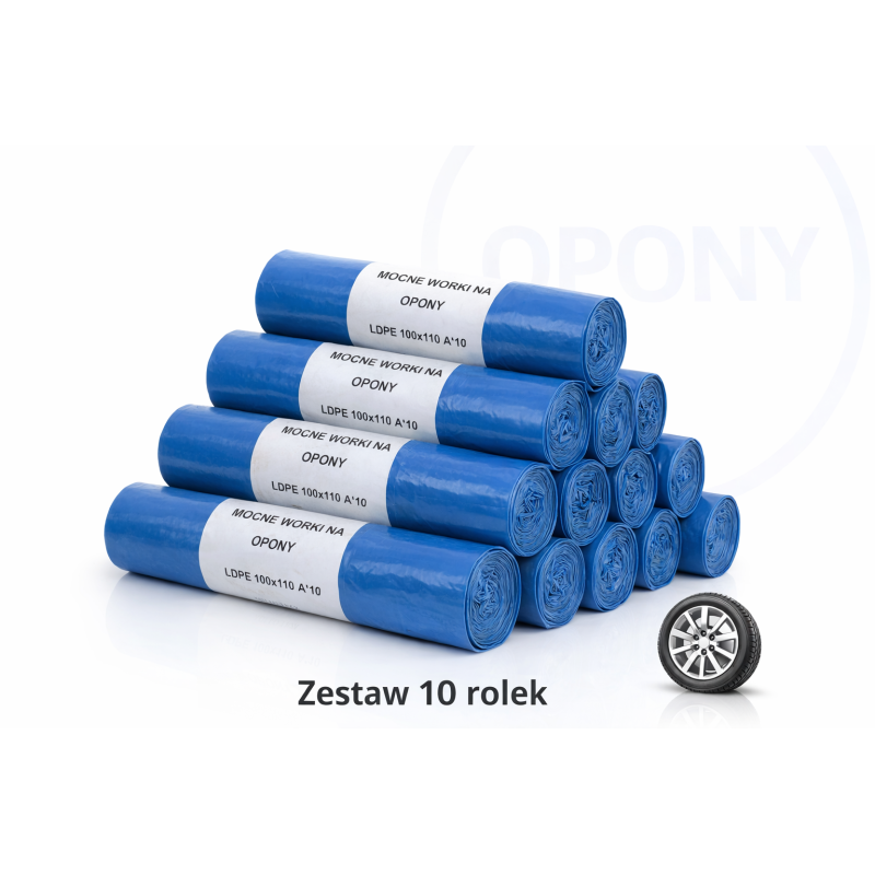 ZESTAW 10 ROLEK WORKÓW OCHRONNYCH NA OPONY 100SZT