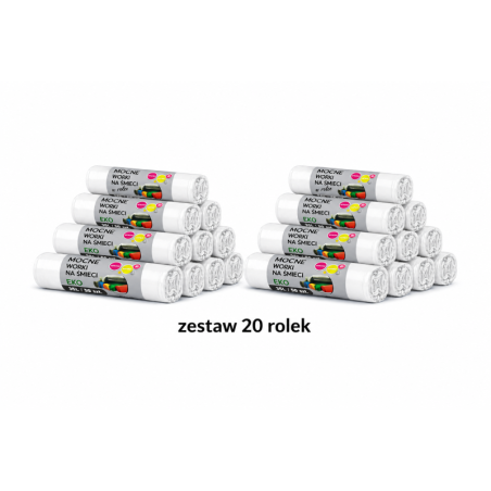 ZESTAW WORKÓW 35L  Z GRUBEJ FOLII 1000 sztuk worków (Biały)