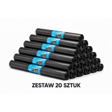 ZESTAW 20 ROLEK WORKÓW 160L MOCNYCH I WYTRZYMAŁYCH 200sztuk (Czarny)